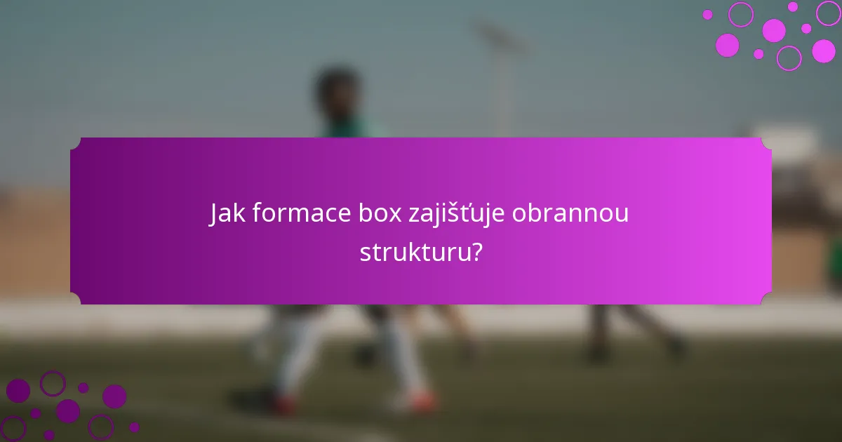 Jak formace box zajišťuje obrannou strukturu?