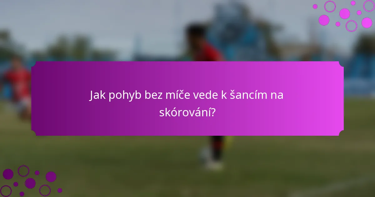 Jak pohyb bez míče vede k šancím na skórování?