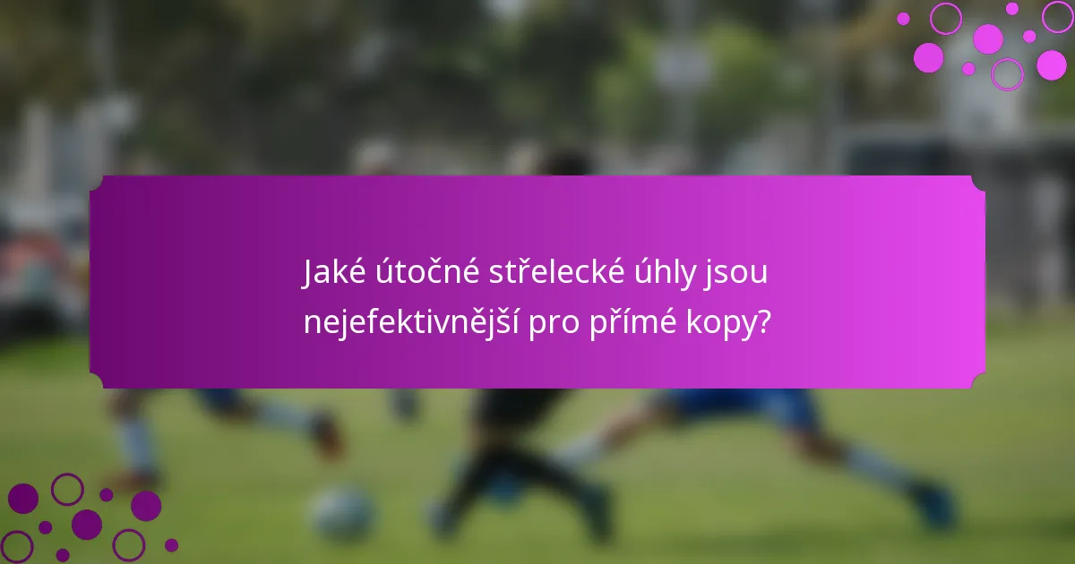 Jaké útočné střelecké úhly jsou nejefektivnější pro přímé kopy?