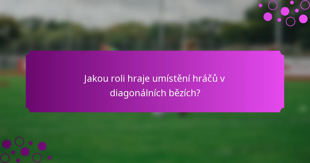 Jakou roli hraje umístění hráčů v diagonálních bězích?